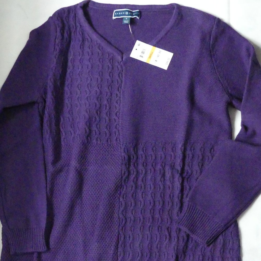 Karen Scott Women' Purple Medium V-Neck Sweater